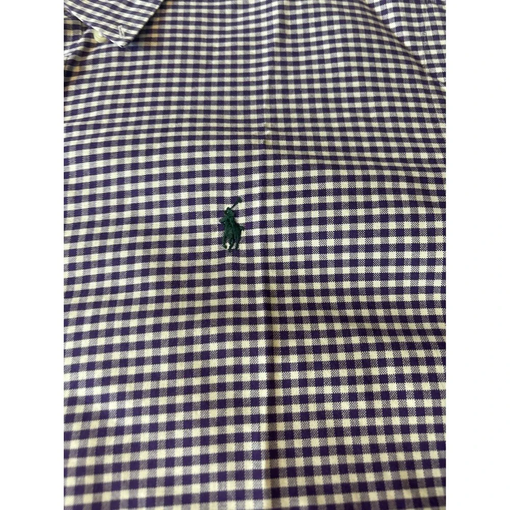 Polo Ralph Lauren Gingham Button Down Mens XL Purple White Preppy‎ Logo